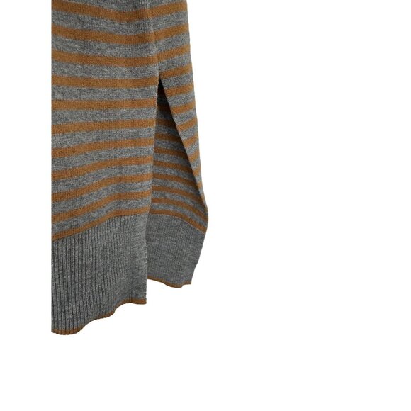 Anthropologie Gray Striped ELISE Ribbed Off Shoulder Sweater Size L - Picture 5 of 11